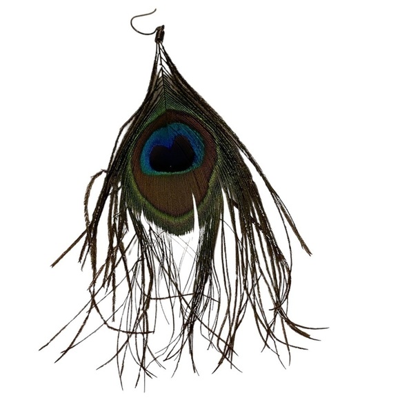 Peacock Feather Earring Blue & Green Approximately 5” Long ONLY ONE EARRING - Picture 7 of 12